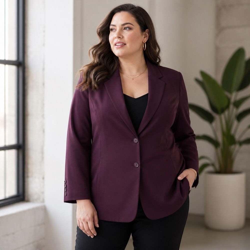 Covington Woman Purple Two-Button Blazer Size 18W